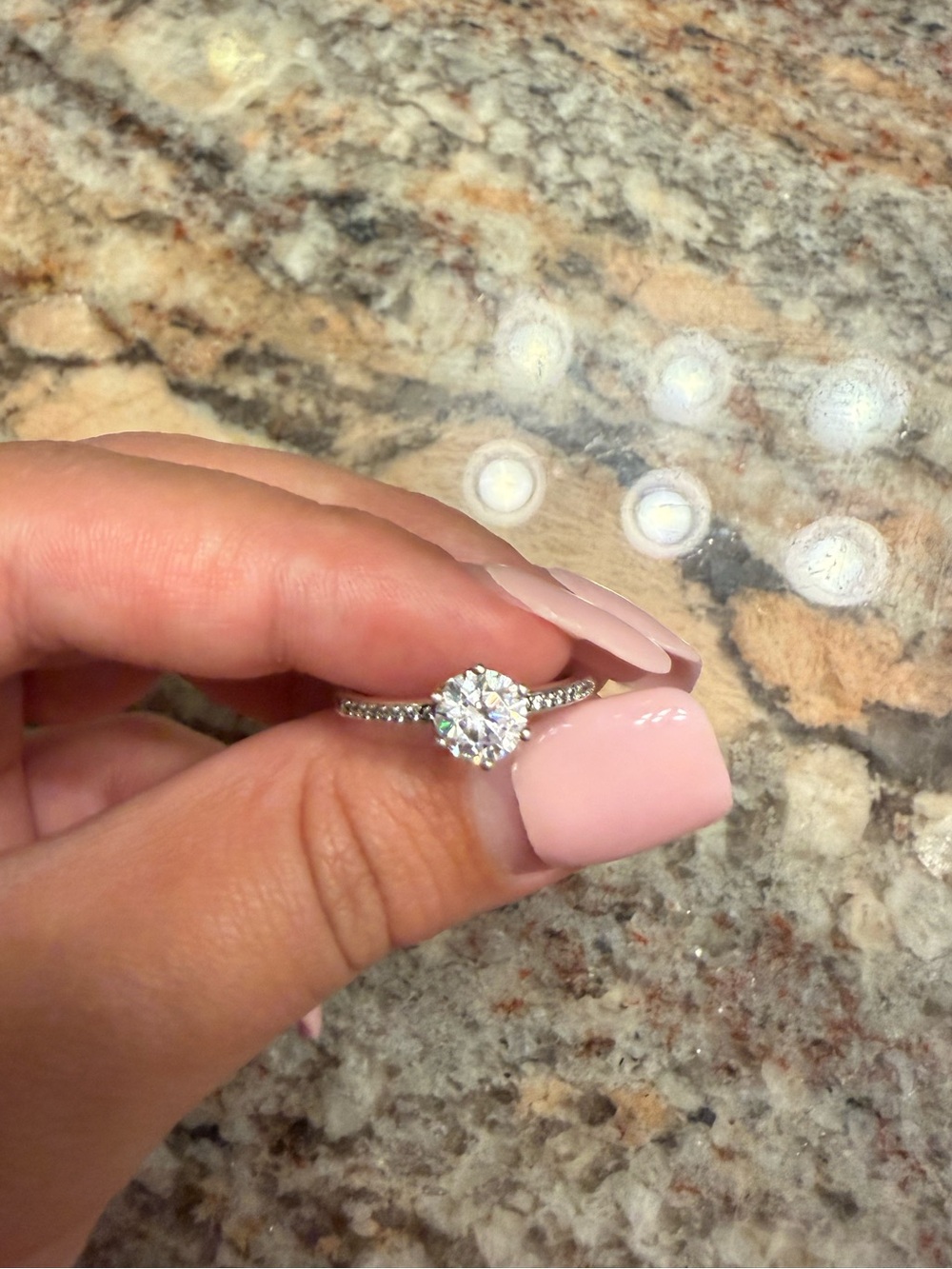 Pandora Silver Ring with Clear Center Stone and Pave Band Size 7.5
